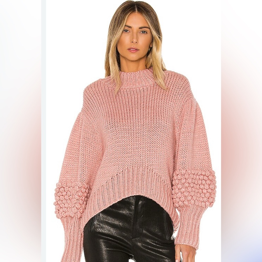 C/MEO Collective hold tight pom Pom puffy sleeves Turtleneck Sweater